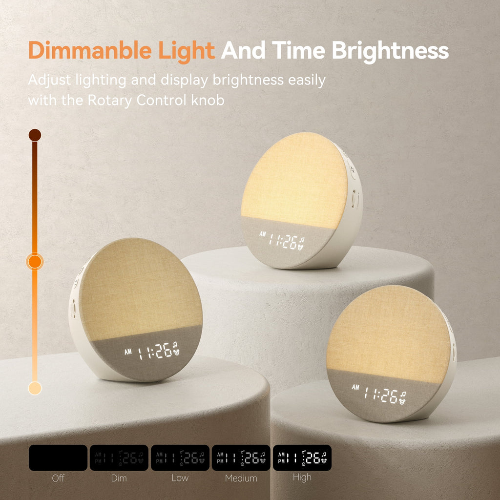 Sunrise Alarm Clock & Sound Machine with Dimmable Night Light for Bedrooms