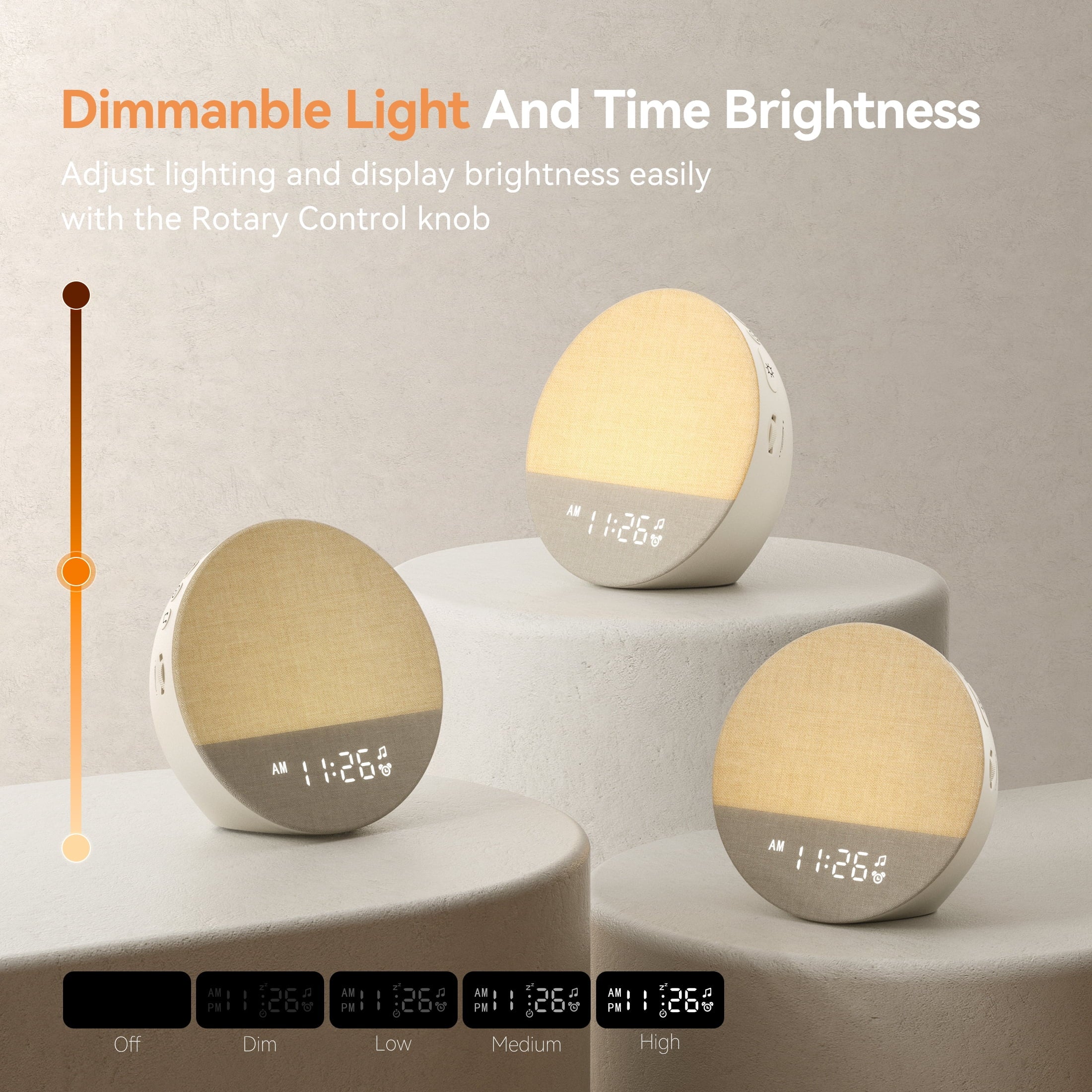 Sunrise Alarm Clock & Sound Machine with Dimmable Night Light for Bedrooms